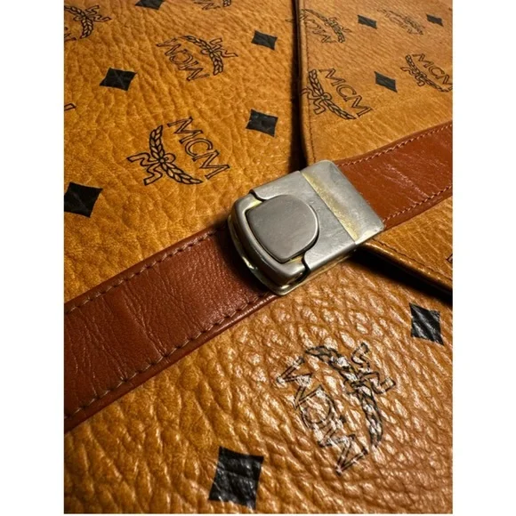 MCM Tan Leather Briefcase with Monogram - Picture 6 of 12